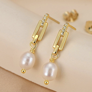 Pearl Link Drop Earrings